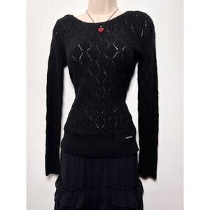 Black Abercrombie Diamond Open Knit Sweater